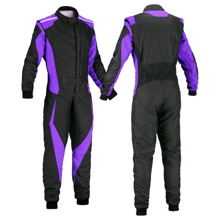 Karting Racing Cordura One Piece suit - Black / Violet SpeedX Gear