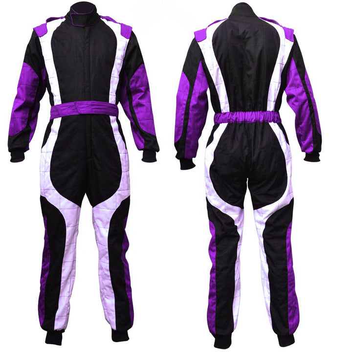 Black / White / Violet Go-Kart Car Driver Racing Costume SpeedX Gear