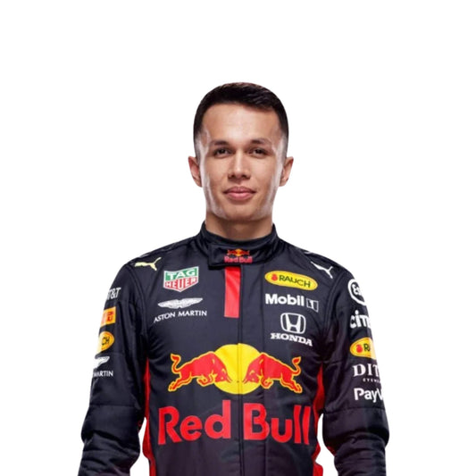 closeup front view of Alexander Albon’s 2020 F1 Mugello race suit – high-resolution image