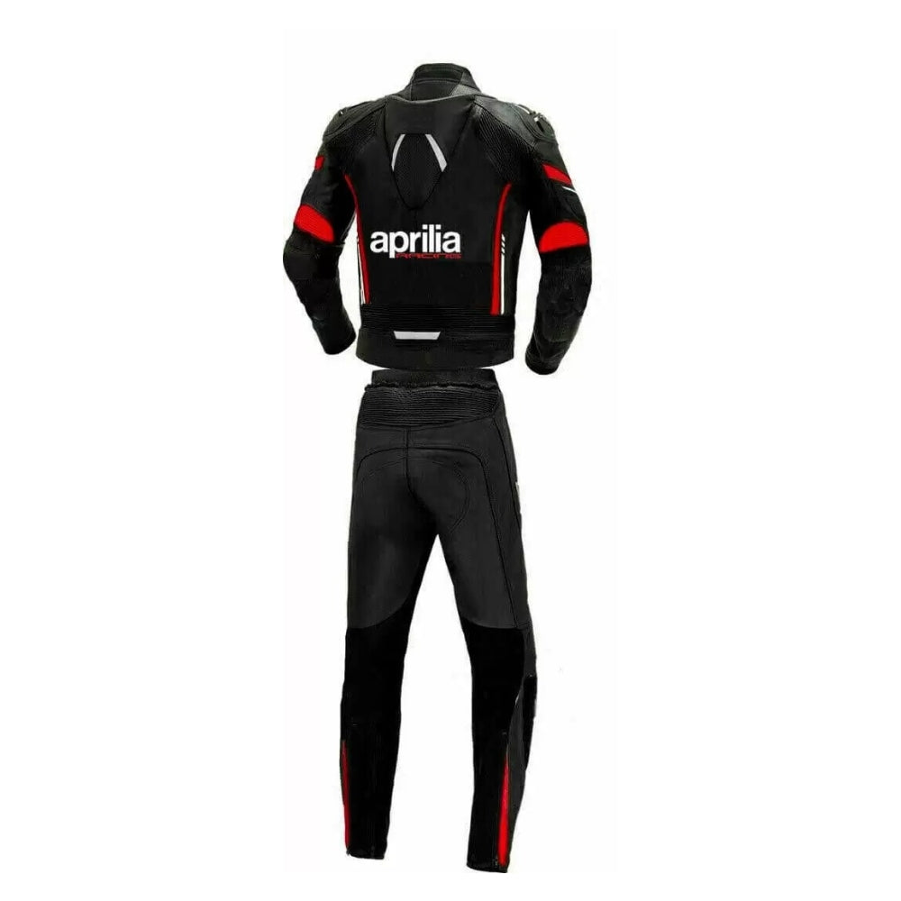 Aprilia Black and Red Leather Motorcycle Racing Suit SpeedX Gear