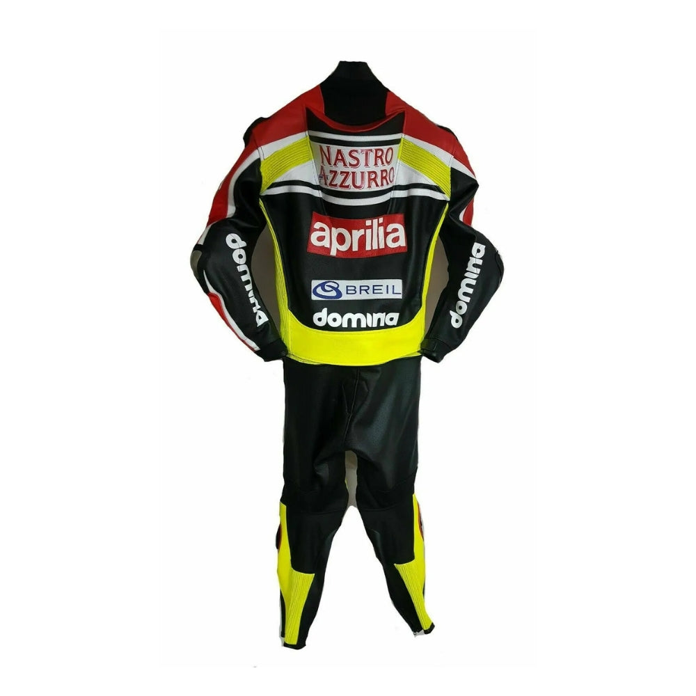 Black Aprilia Motorbike Racing Leather Suit SpeedX Gear