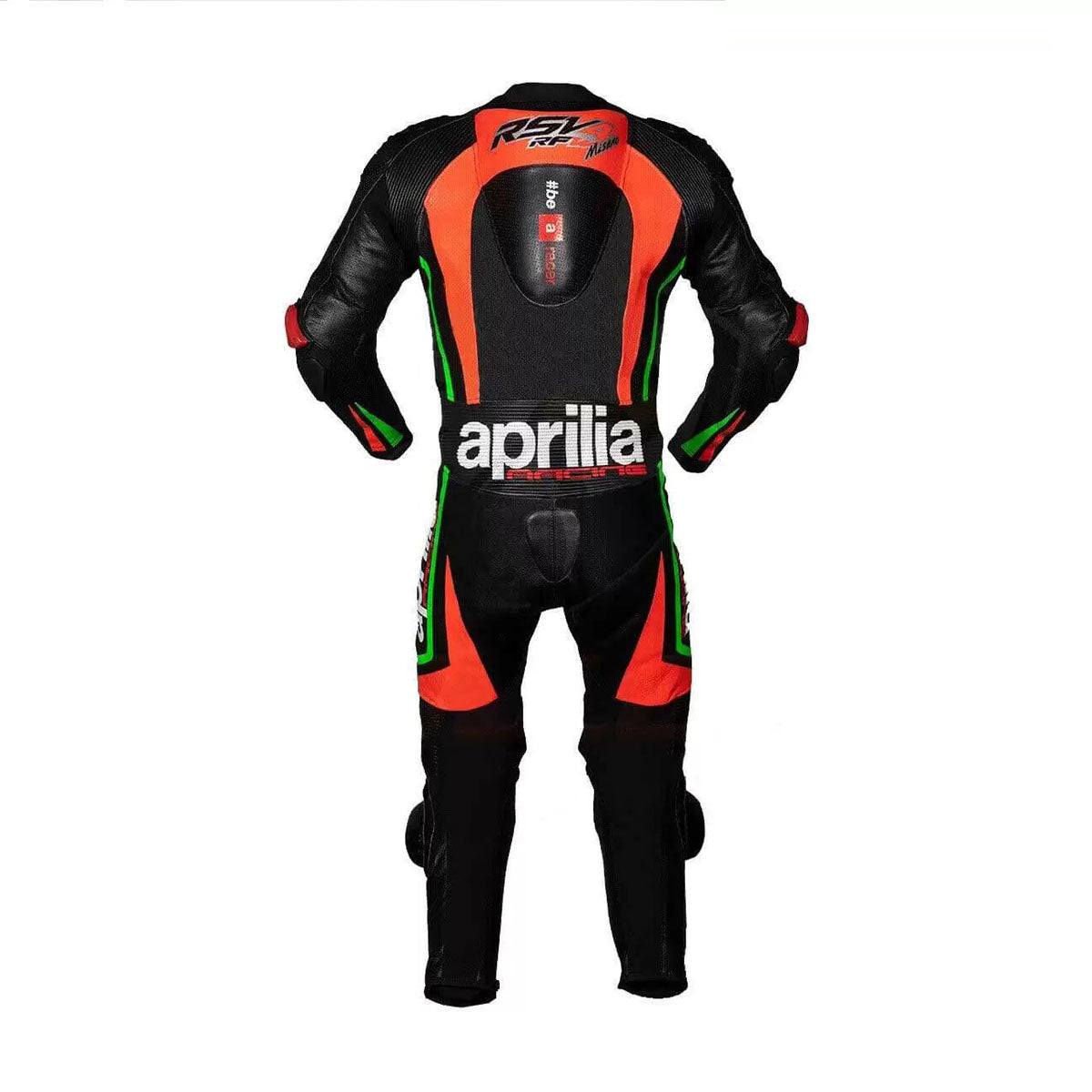 Aprilia Motorcycle Racing Black and Orange Leather Suit SpeedX Gear