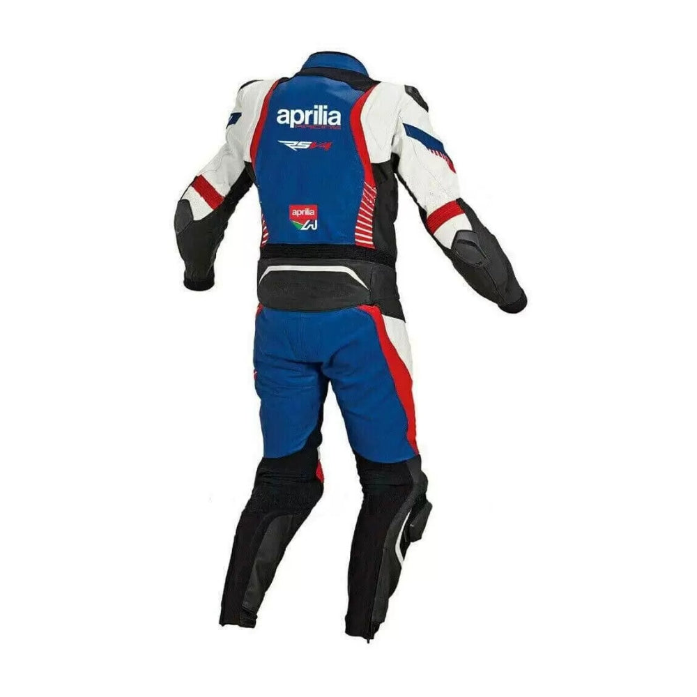 Aprilia Blue and Black Motorcycle Racing Leather Suit SpeedX Gear