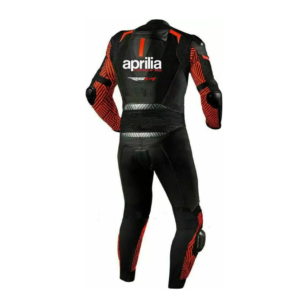 Aprilia Motorcycle Racing Leather Suit – Black and Red Edition SpeedX Gear