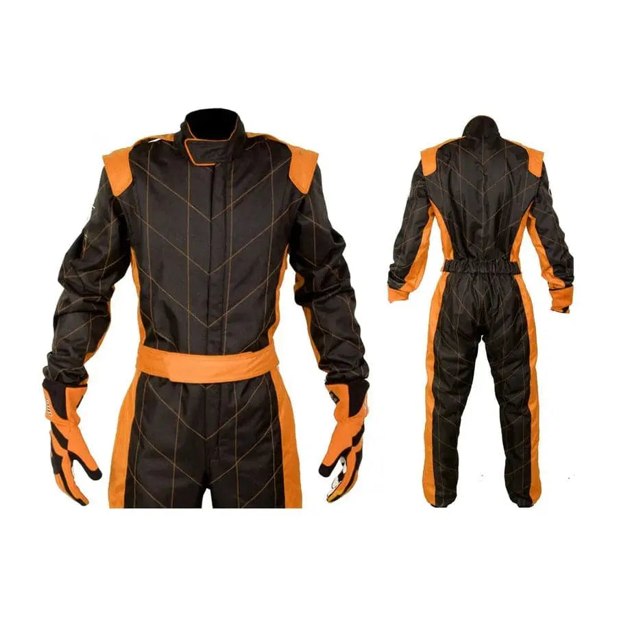Brown and Orange Go-Kart Driver Racing Costume SpeedX Gear