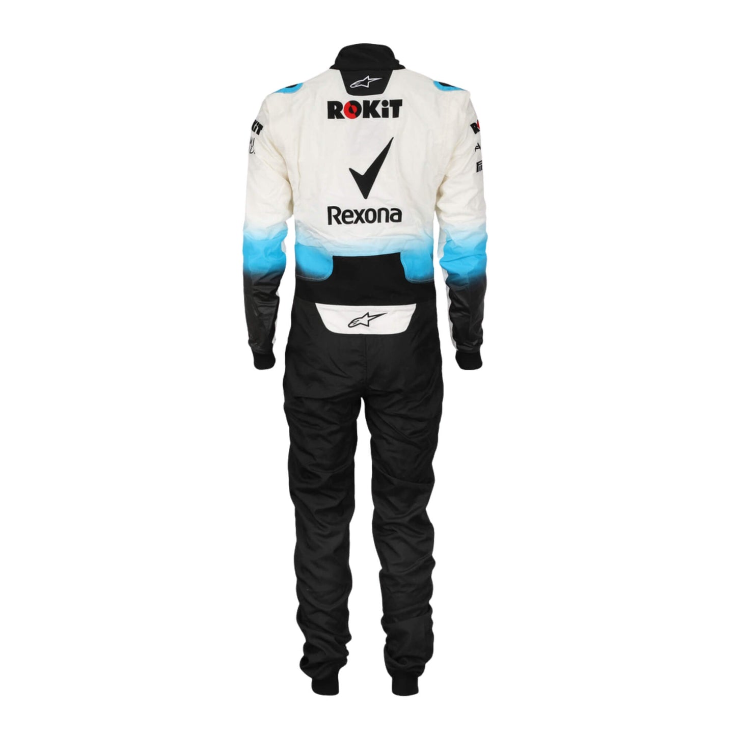 George Russell 2019 F1 suit – back view highlighting its race-inspired design, trending in the Formula 1 fan community.