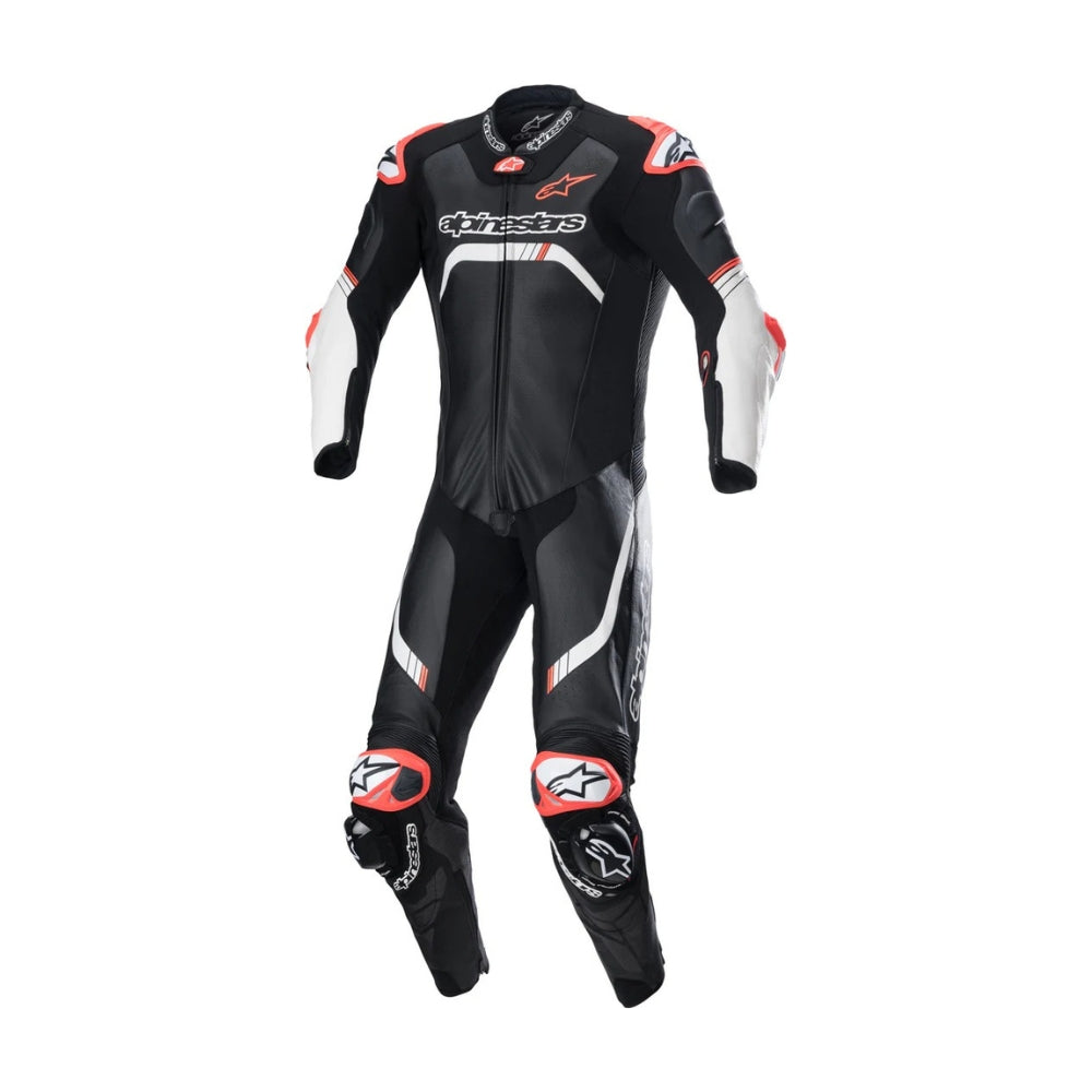 GP Tech 4 One-Piece Motorcycle Leather Racing Suit Black and White SpeedX Gear