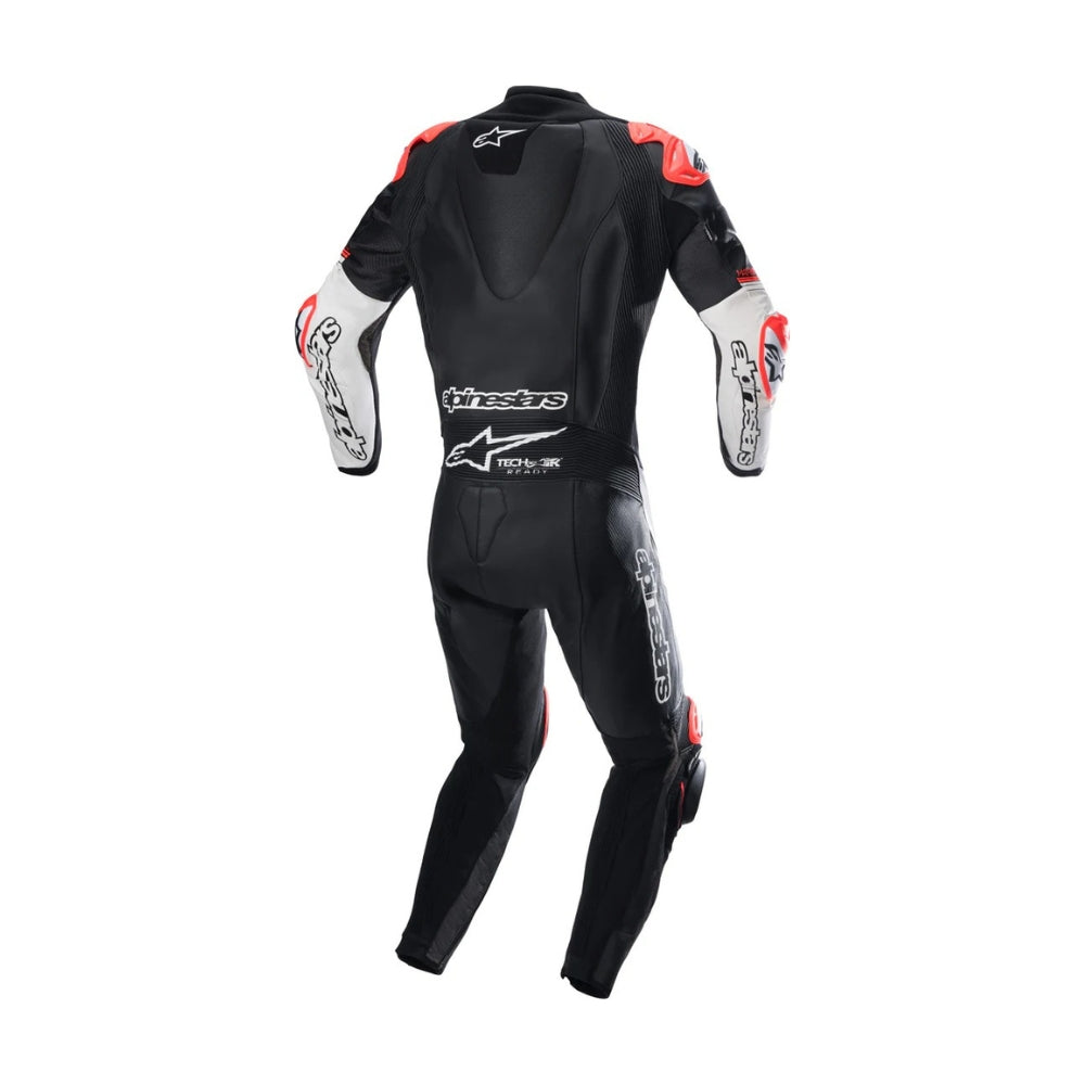 GP Tech 4 One-Piece Motorcycle Leather Racing Suit Black and White SpeedX Gear