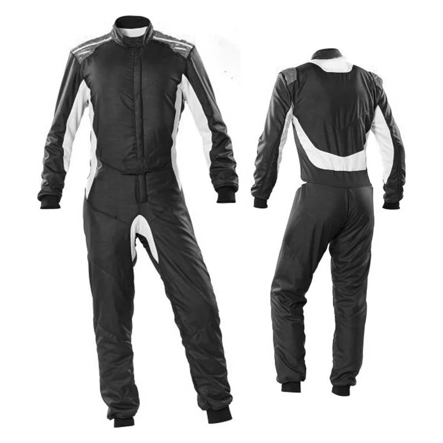 Black & White Go Kart Racing Suit Men SpeedX Gear