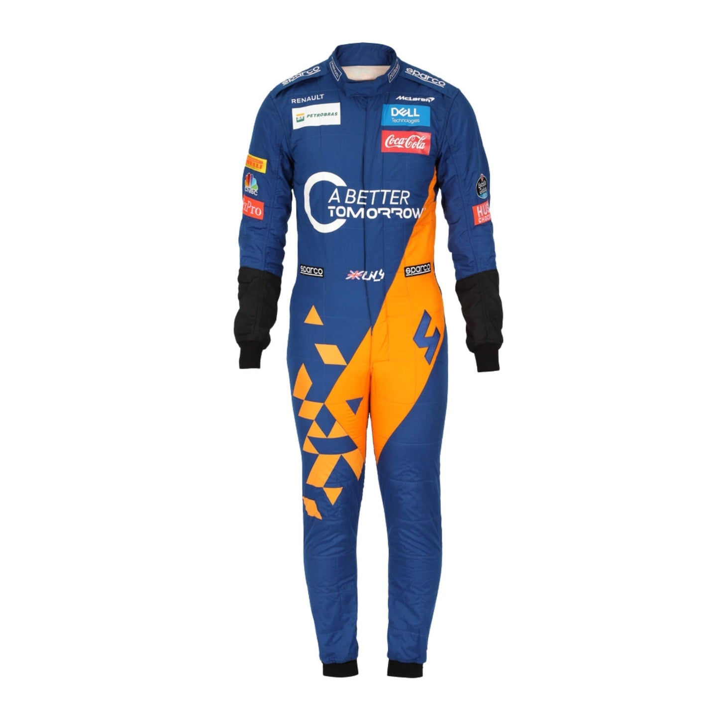 Lando Norris 2019 F1 racing suit front view – youthful and sleek design with race-day styling