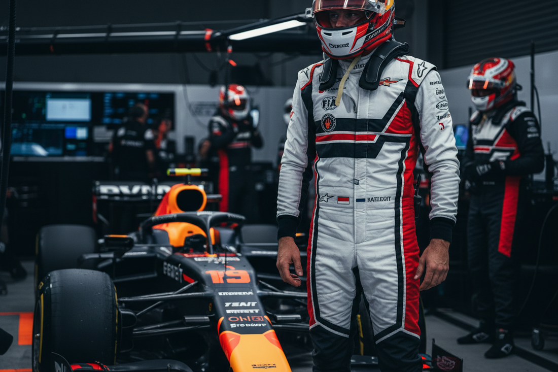 Racing suit protecting driver during crash