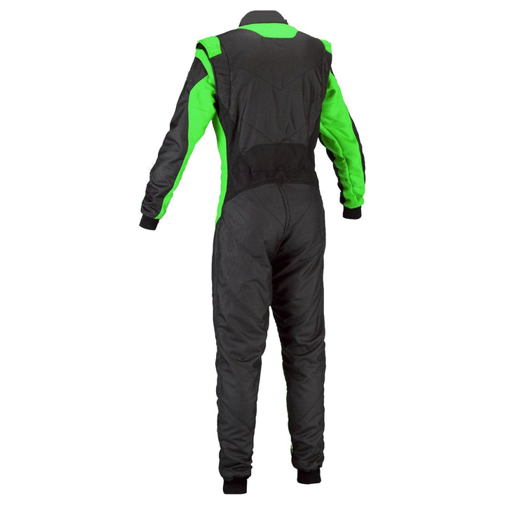 Kart Race Cordura One Piece suit - Black / Green SpeedX Gear