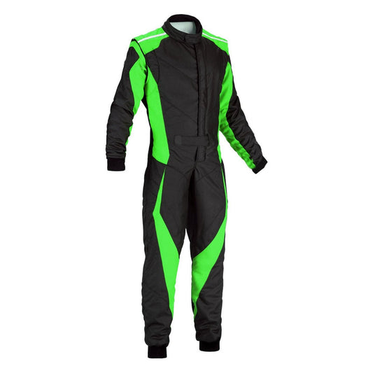 Kart Race Cordura One Piece suit - Black / Green SpeedX Gear