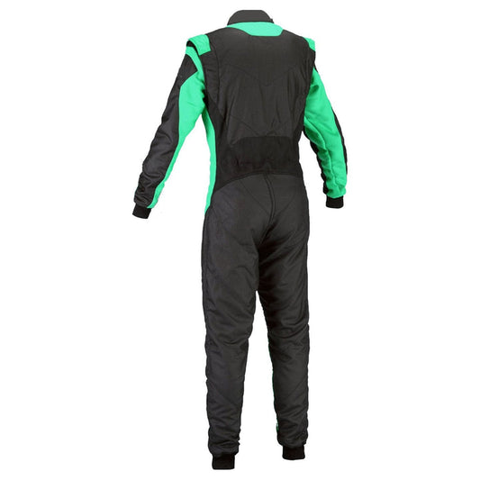 Kart Racing Cordura One Piece suit - Black / Green SpeedX Gear