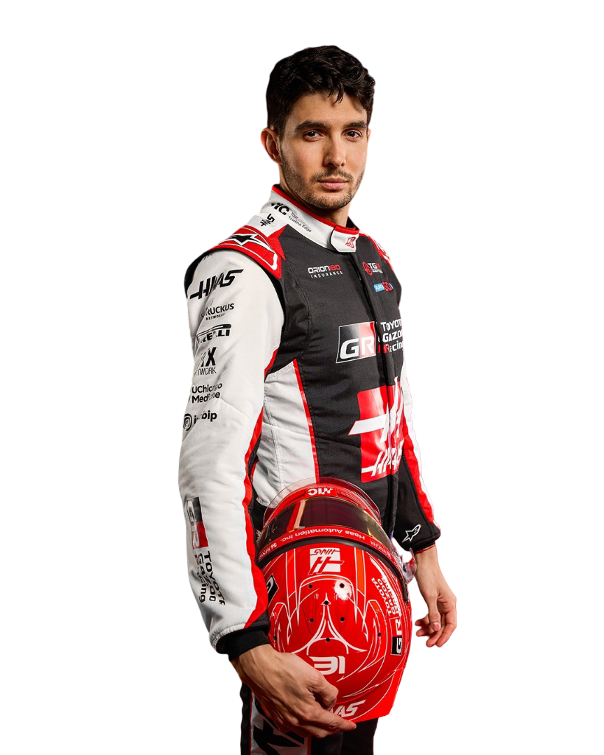 Close view of 2026 Esteban Ocon F1 Racing Suit from Speedxgear