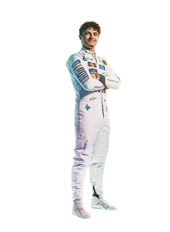 2026 Lando Norris & Oscar Piastri Special White Heritage British GP F1 Racing Suit - Speedxgear