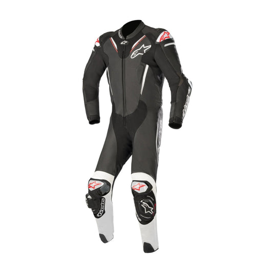 Atem V3 One-Piece Motorcycle Leather Racing Suit Black and White SpeedX Gear