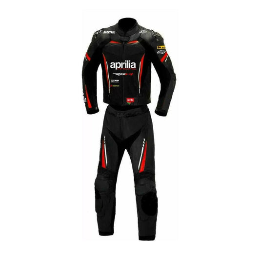 Aprilia Black and Red Leather Motorcycle Racing Suit SpeedX Gear