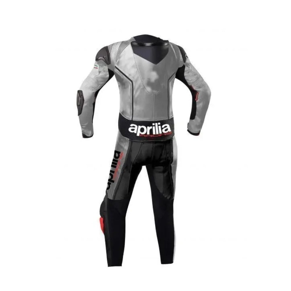 Aprilia Motorbike Leather Racing One-Piece Grey Suit SpeedX Gear