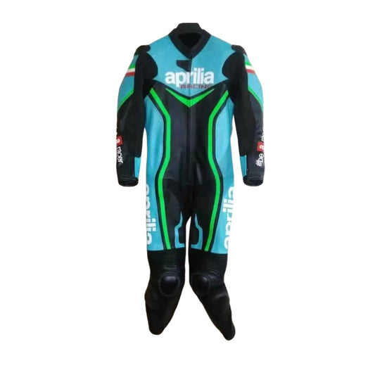 Aprilia Black and Blue Motorbike Racing Leather Suit SpeedX Gear