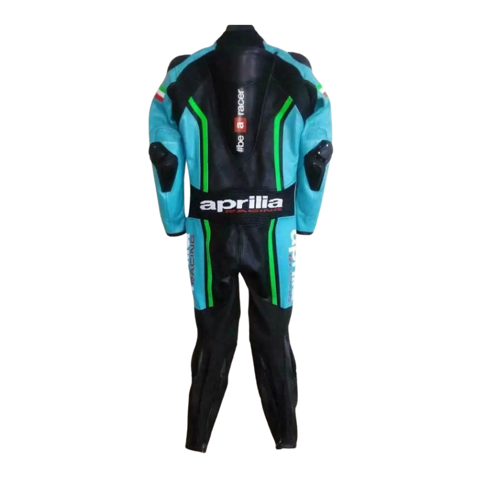 Aprilia Black and Blue Motorbike Racing Leather Suit SpeedX Gear