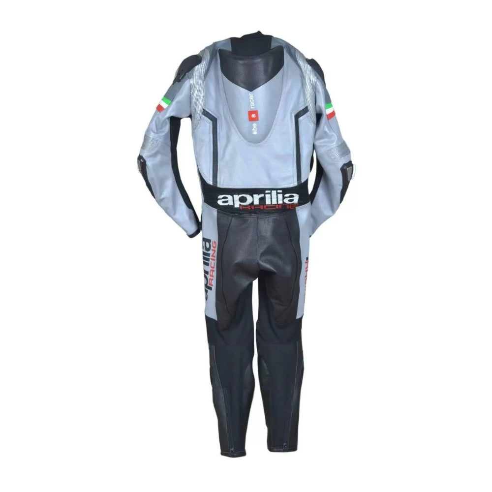 Aprilia Motorcycle Leather Racing Suit Black and Gray SpeedX Gear