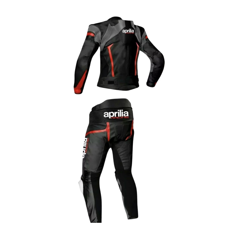Aprilia Motorbike Race Black And Red Leather Suit SpeedX Gear