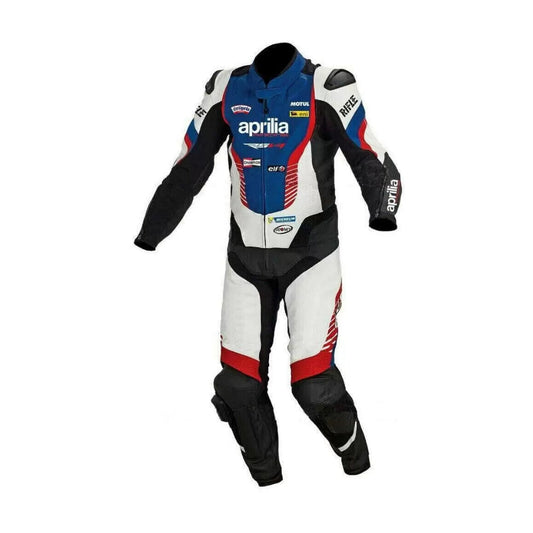 Aprilia Blue and Black Motorcycle Racing Leather Suit SpeedX Gear