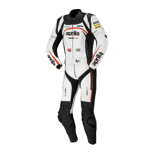 Aprilia Motorcycle White Race Leather Suit SpeedX Gear