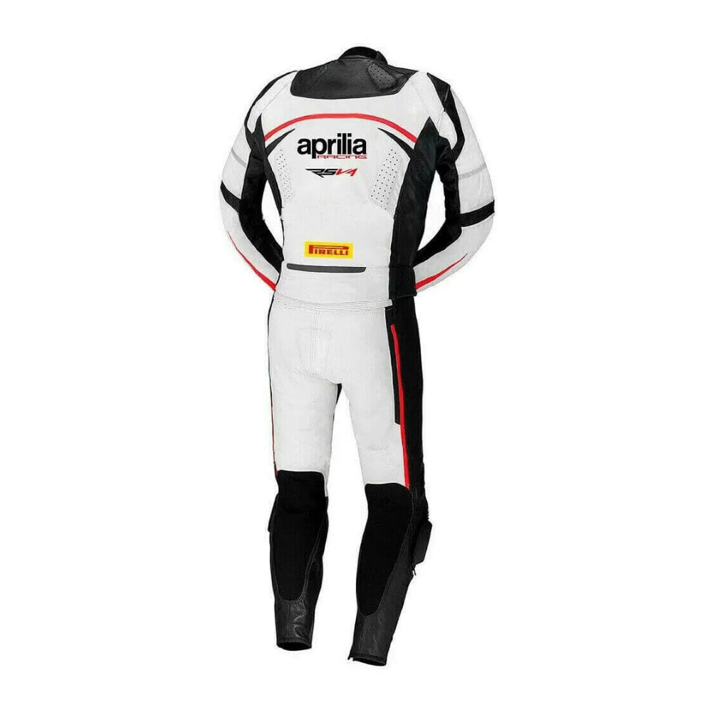 Aprilia Motorcycle White Race Leather Suit SpeedX Gear