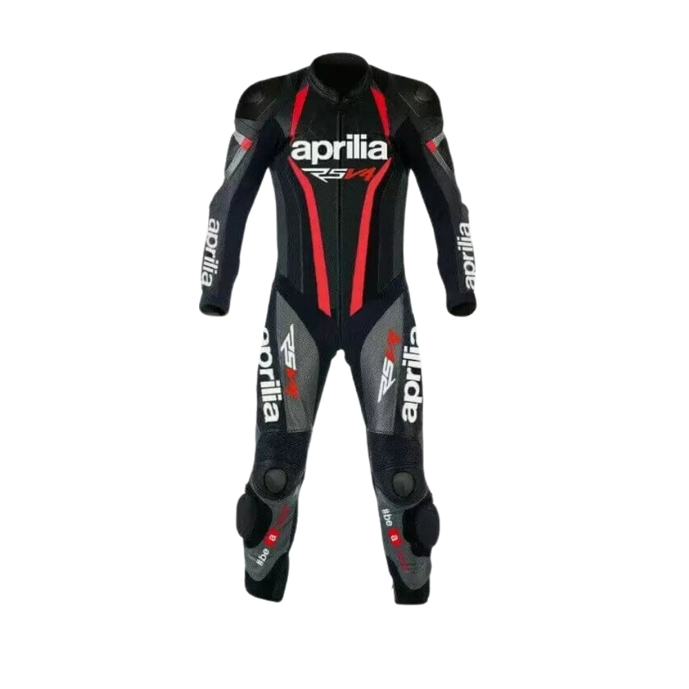 Aprilia RSV4 Motorcycle Black Racing Leather Suit SpeedX Gear