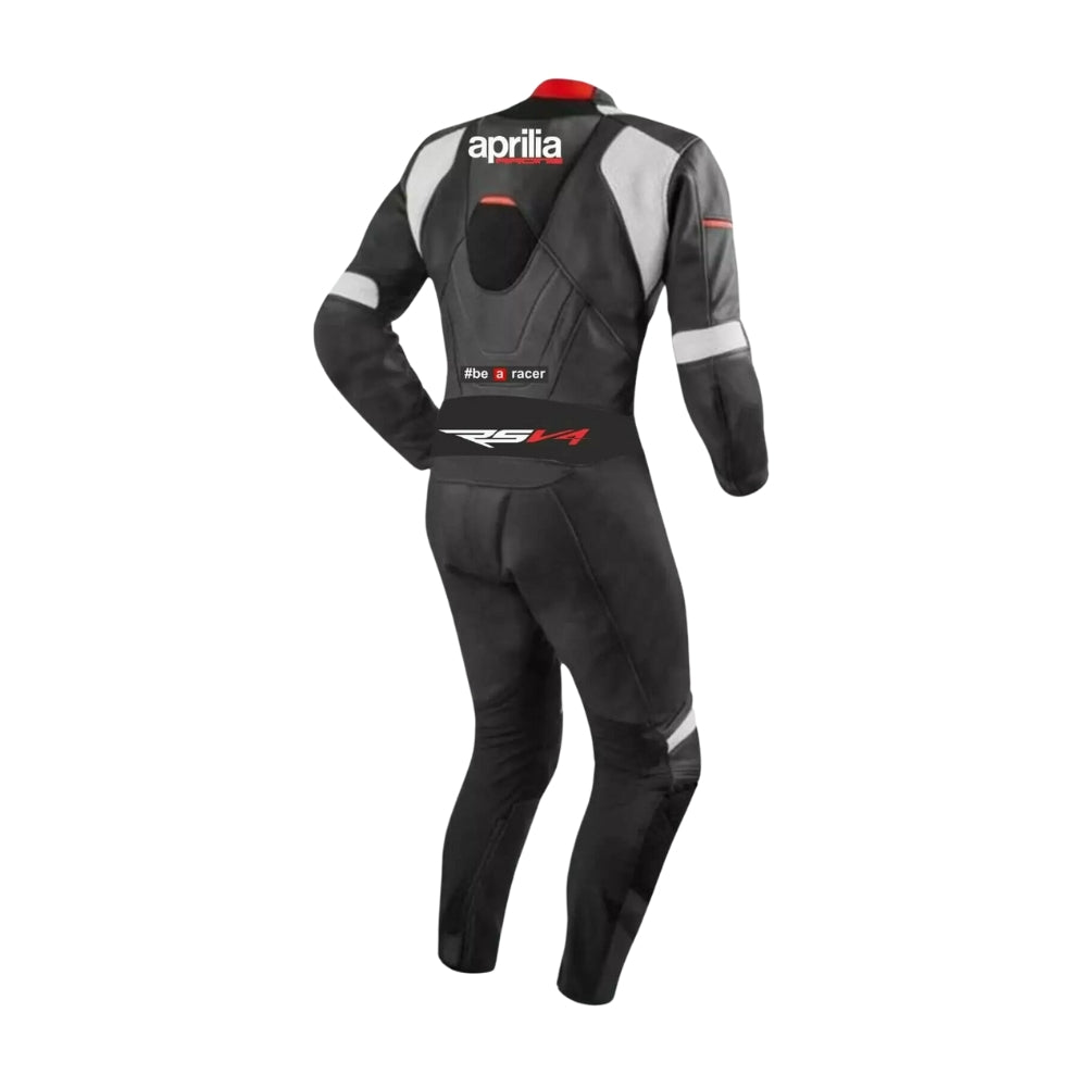 Black Aprilia RSV4 Motorcycle Race Leather Suit SpeedX Gear