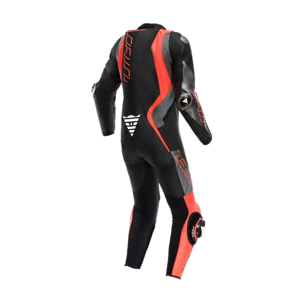 Audax D-Zip Perforated One-Piece Motorcycle Leather Racing Suit Black and Red SpeedX Gear