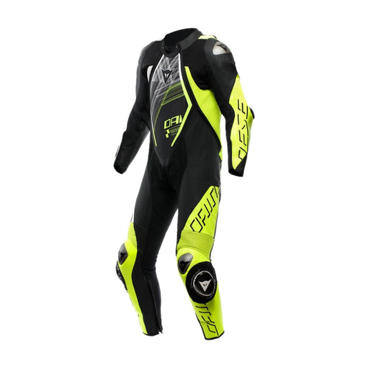Audax D-Zip Perforated One-Piece Black and Yellow Motorcycle Leather Suit SpeedX Gear