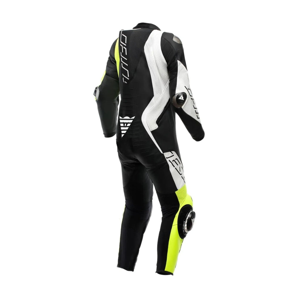 Audax D-Zip Perforated One-Piece Black and Yellow Motorcycle Leather Suit SpeedX Gear
