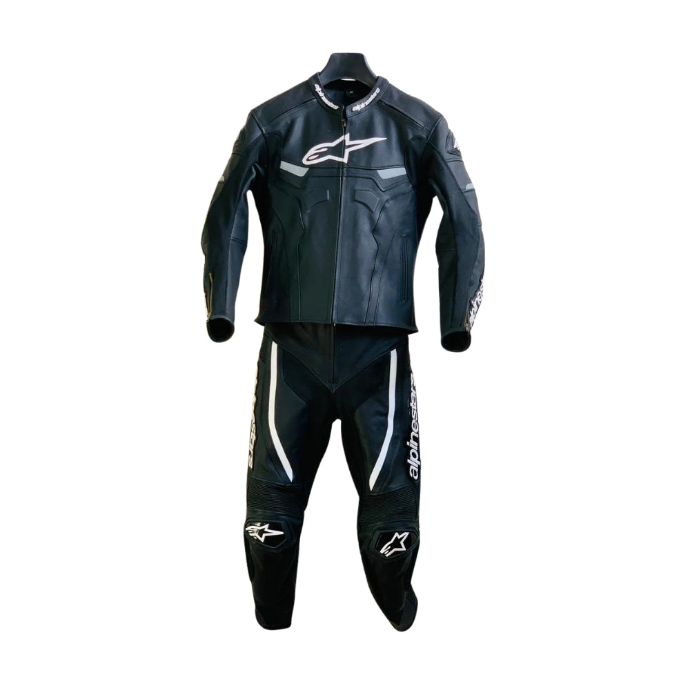 Black Alpinestars Celer Two-Piece Motorcycle Leather Suit SpeedX Gear