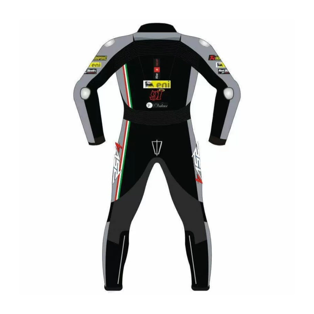 Aprilia 91 Black and Gray Motorcycle Leather Racing Suit SpeedX Gear