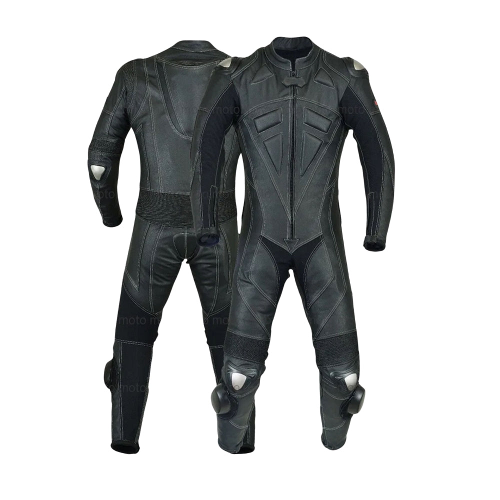 Motorbike Black Leather Racing Suit SpeedX Gear