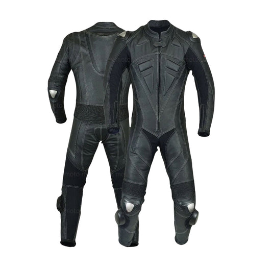 Motorbike Black Leather Racing Suit SpeedX Gear