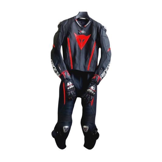 Laguna Seca 4 Black and Red Motorcycle Leather Racing Suit Two-Piece SpeedX Gear