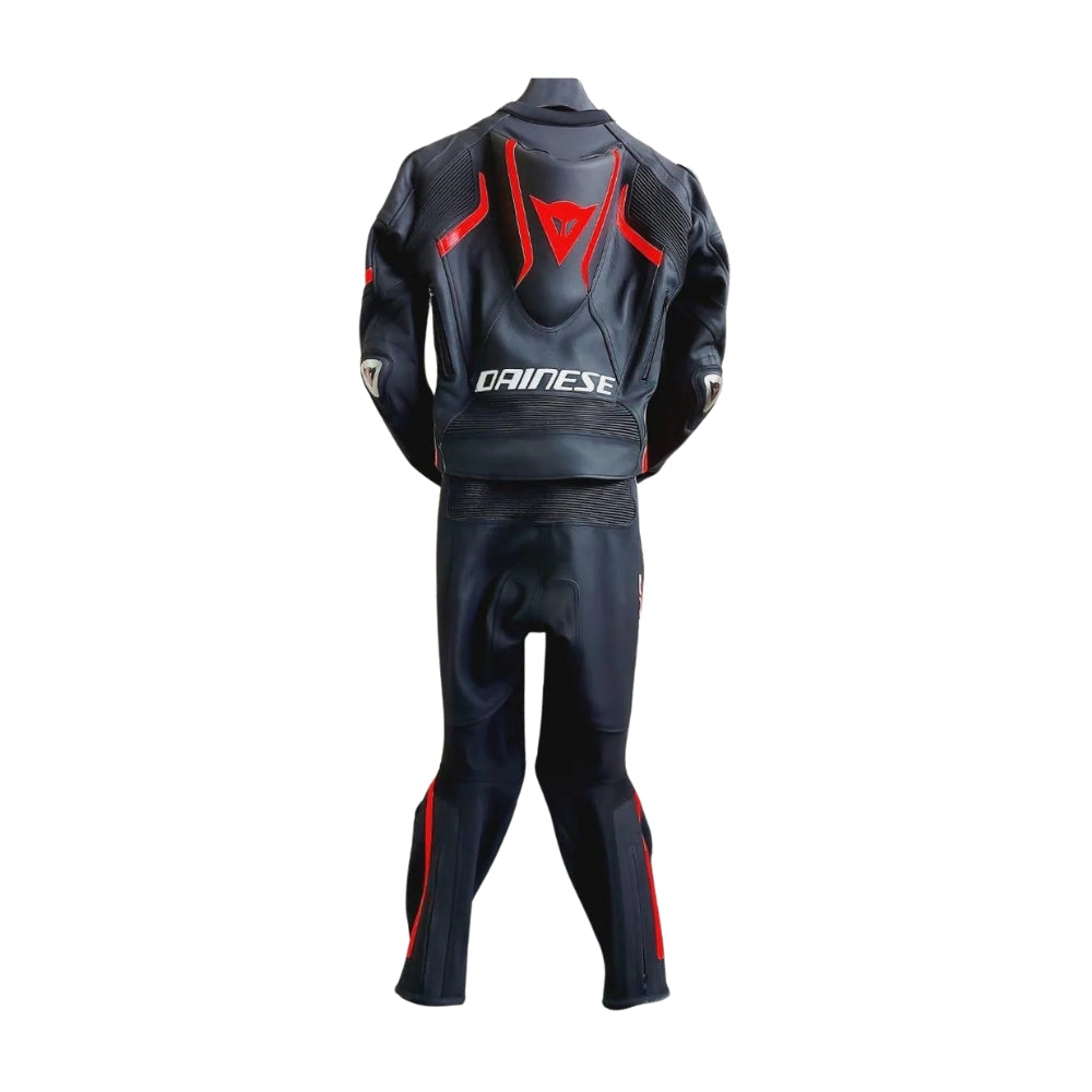 Laguna Seca 4 Black and Red Motorcycle Leather Racing Suit Two-Piece SpeedX Gear