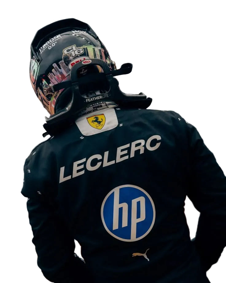 Close back view of 2026 Charles Leclerc Singapore GP F1 Racing Suit - Speedxgear