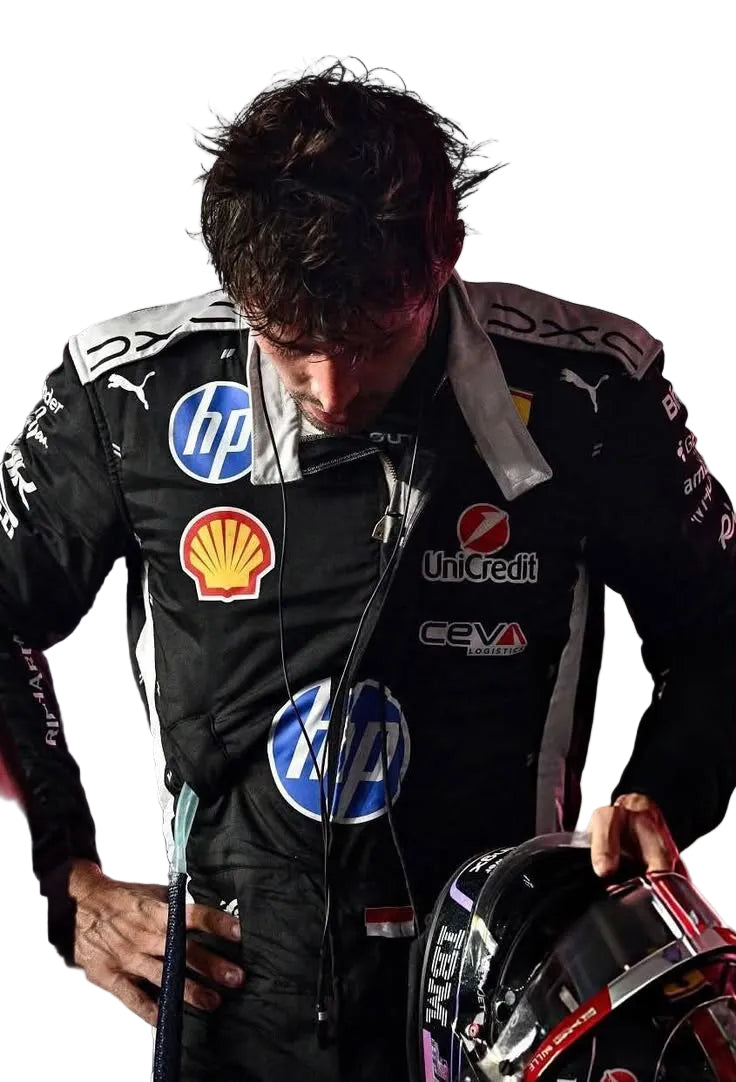 Close view of 2026 Charles Leclerc Singapore GP F1 Racing Suit - Speedxgear
