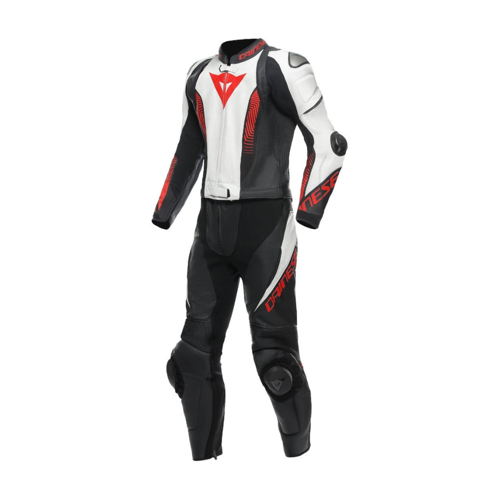Laguna Seca 6 Leather Motorbike Suit White Black SpeedX Gear