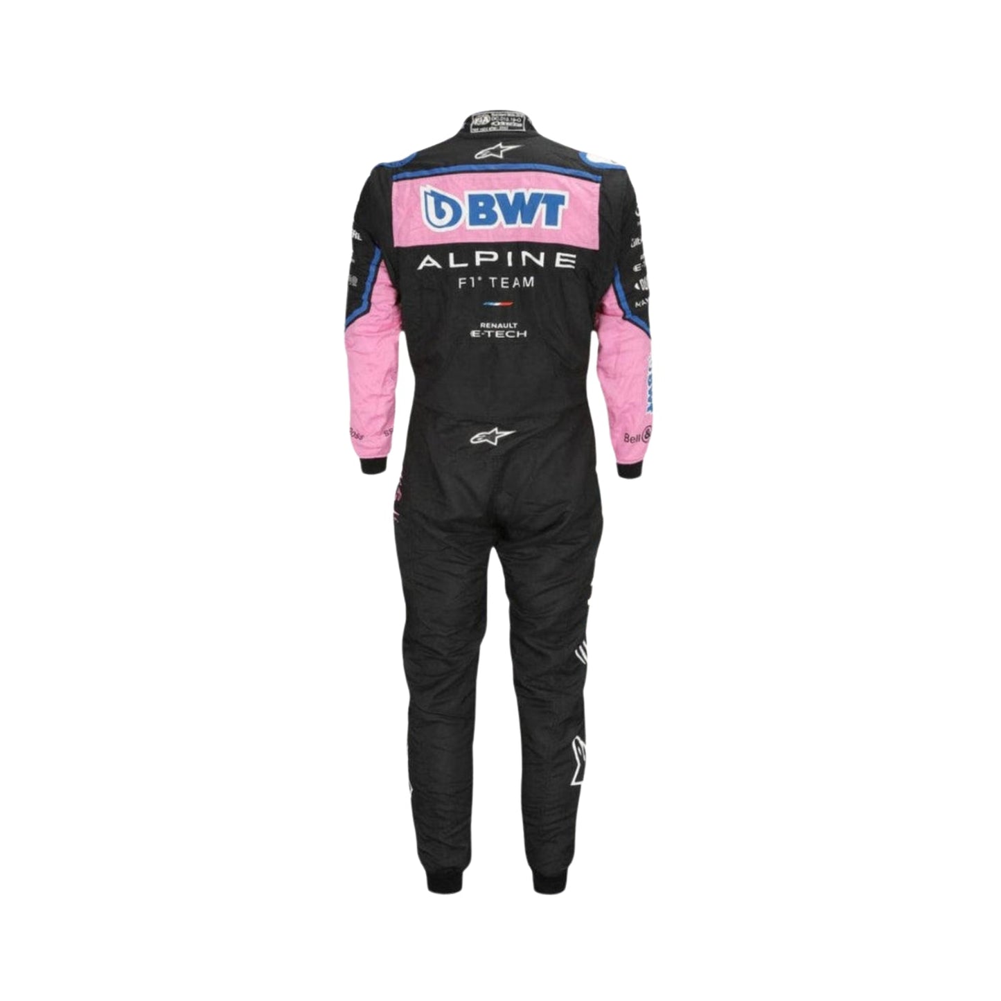 Side view of Fernando Alonso's 2022 Italian GP F1 racing suit, highlighting its aerodynamic fit and premium material.
