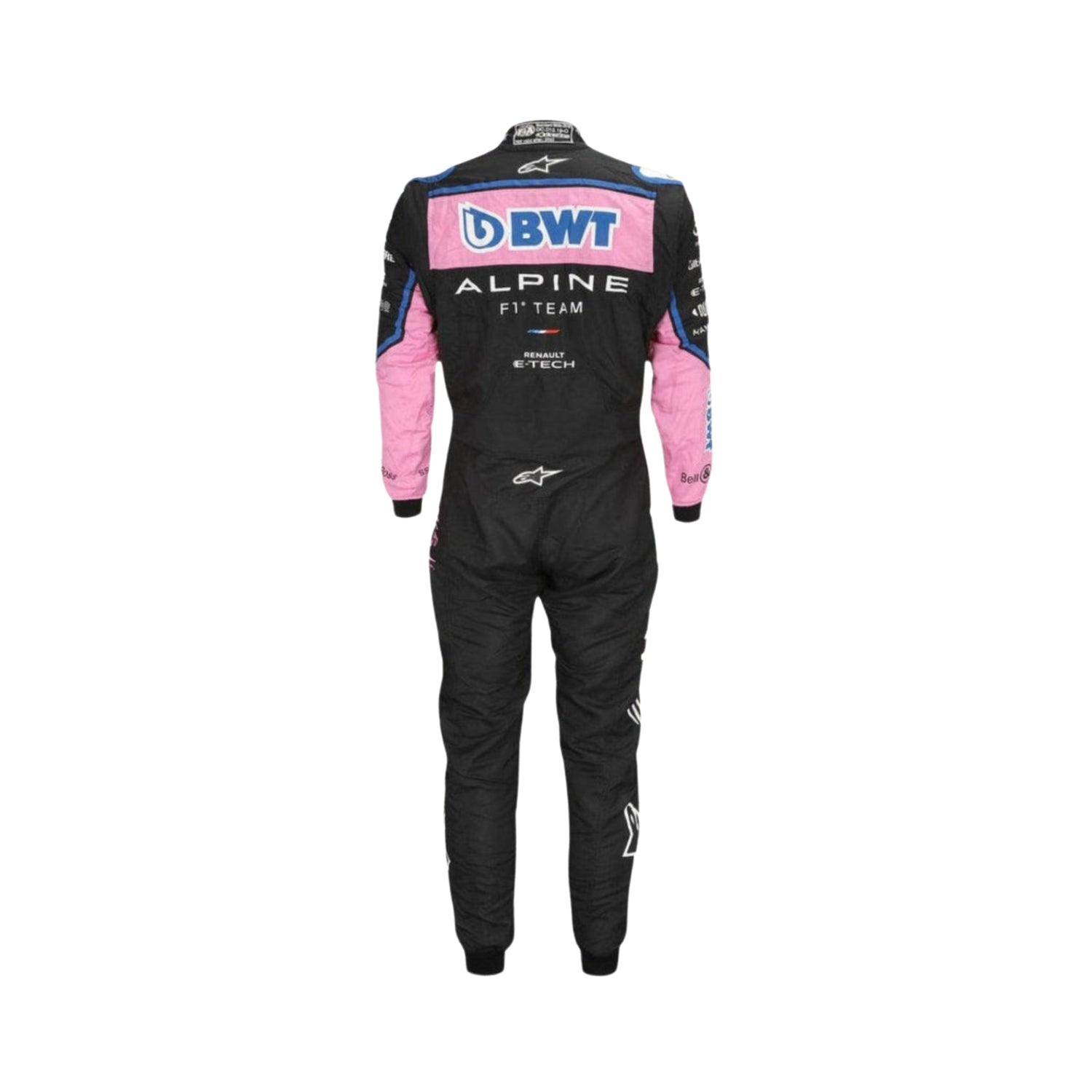 Side view of Fernando Alonso's 2022 Italian GP F1 racing suit, highlighting its aerodynamic fit and premium material.