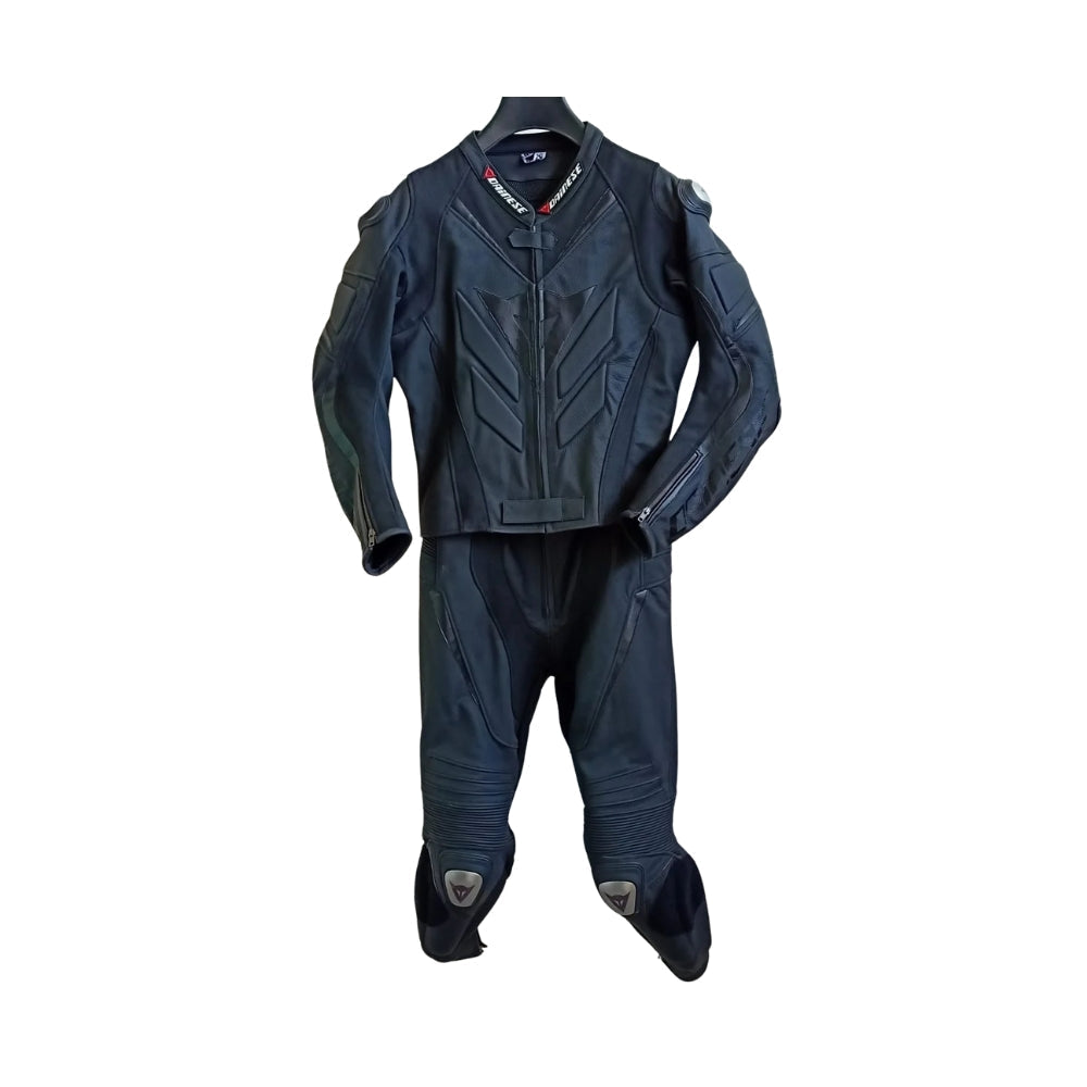 Full Black Super Speed D1 Two-Piece Motorcycle Leather Suit Metal D1 SpeedX Gear