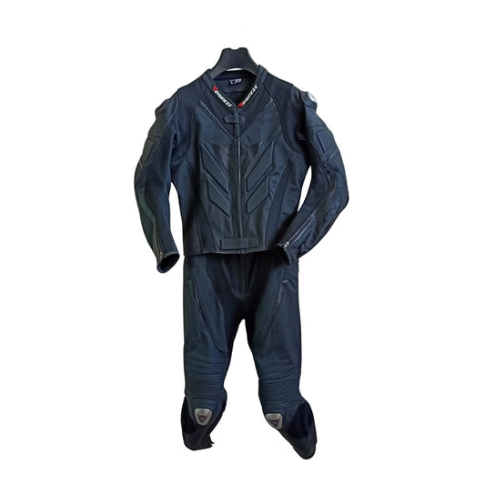 Full Black Super Speed Leather Motorcycle Racing Suit SpeedX Gear