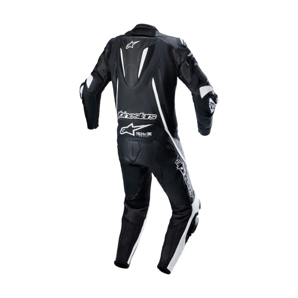 Fusion One-Piece Motorcycle Leather Racing Suit Black and White SpeedX Gear
