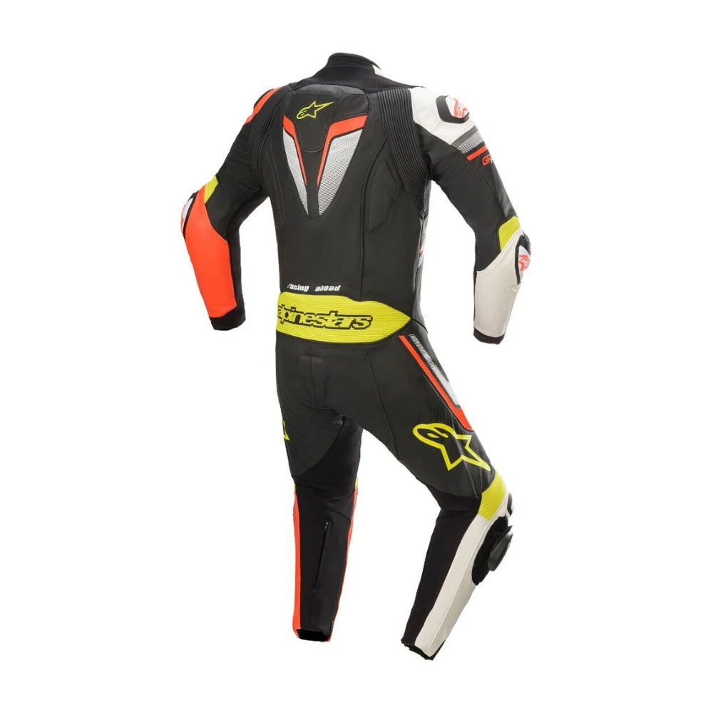 GP Plus V3 One-Piece Motorcycle Leather Racing Suit Orange and Black SpeedX Gear